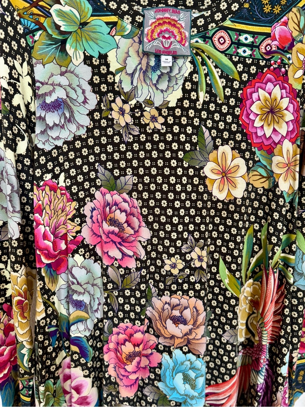 JOHNNY WAS Bamboo Floral Print Long Sleeve Top / Size Medium